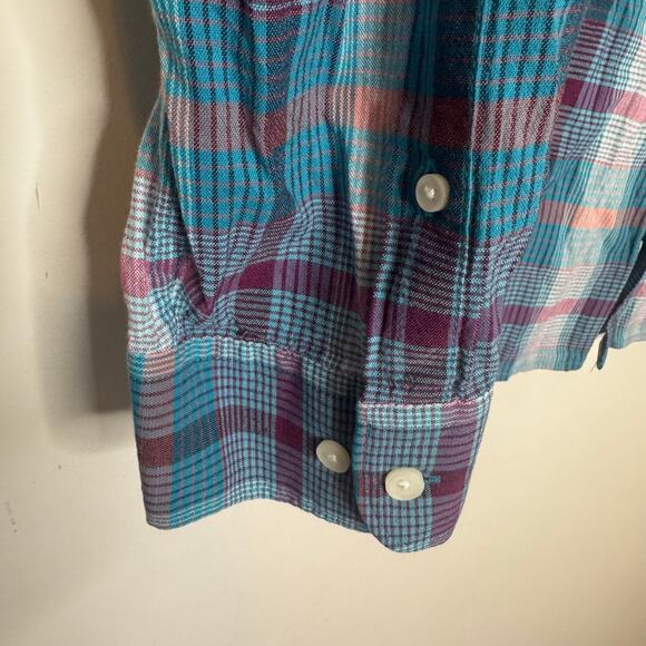 Penguin Men’s Button Down Shirt Blue Green Plaid Long Sleeve NWT Size 2XL - Picture 5 of 11